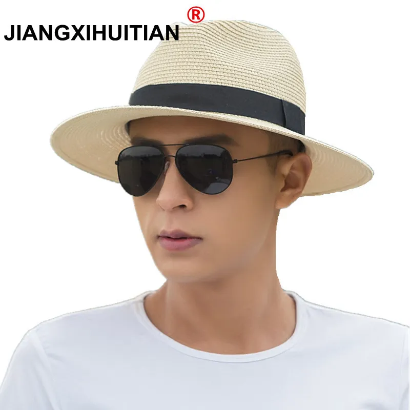 Nouvelle femelle sombreros hommes chapeau d'été classique Black Girdle Panama Sunhats Jazz Hat de plage Chapeaux pour femmes Chapeau de Paule Femme