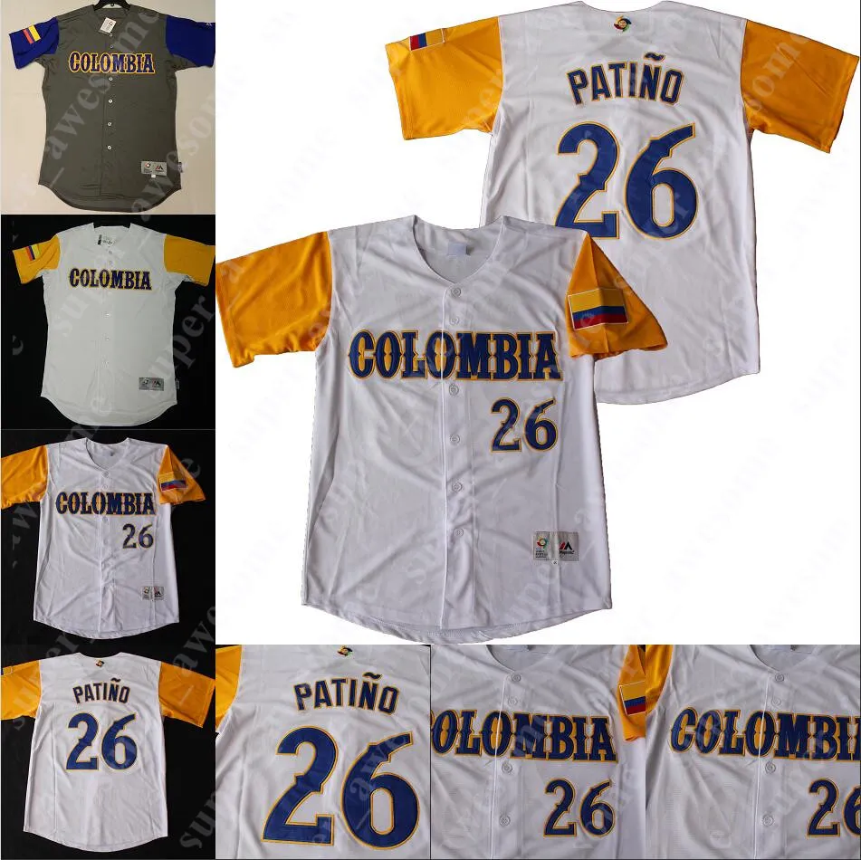 Colombia Baseball Jersey Reynaldo Rodriguez Mauricio Ramos Meibrys Viloria Jhonatan Solano Edgar Renteria Orlando Cabrera Ernesto Frieri