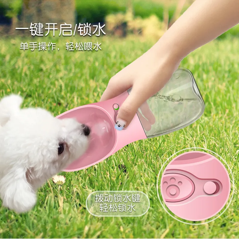 Pet Dog Water Bottle för små stora hundar matare 350 ml rese valp katt dricksskål utomhus dispenser matare husdjur leverantör prod301h