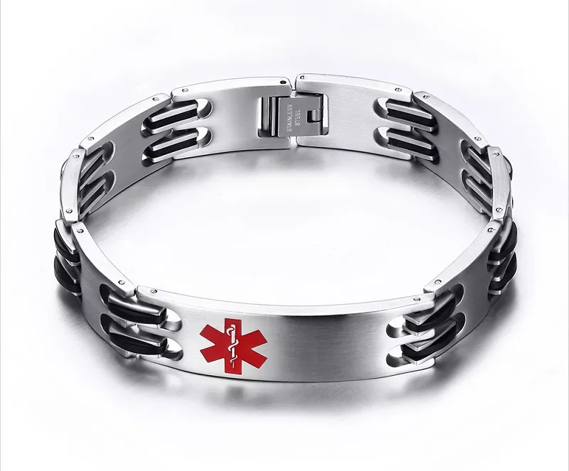 Bracciale Medico Personalizzato In Acciaio Inox – Uomo, Diametro 20,5 Cm, Larghezza 0,8 Cm, Incisione Dati Sanitari, Elegante E Sicuro