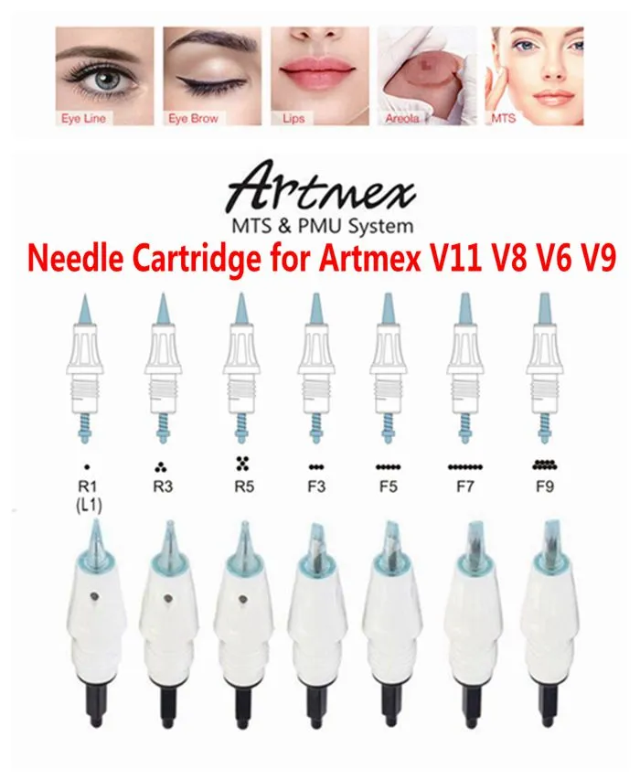 20 pcs ArtMex V6 V8 V9 V1 V1 V11 Substituições de Substituição Cartuchos PMU Arte do Corpo Sistema Permanente Maquiagem Tatuagem Agulha Derma Caneta