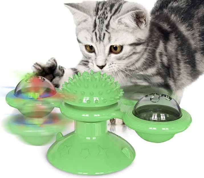 De senaste husdjursförbindelserna vänder ART VERDMILL CAT TOY TURNTABLE TEASE CAT TOYSSPRATCH ITCHY CAT BRUSH, Gratis frakt