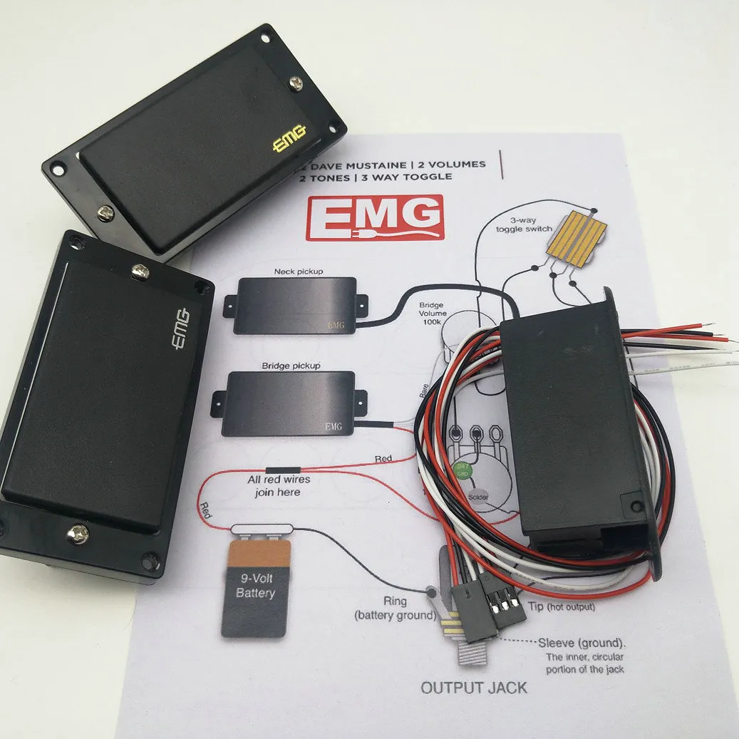 EMG Black 81/85 Active Humbucker Pickups for Electric Guitar with 25K  Potentiometer and Mounting Accessories