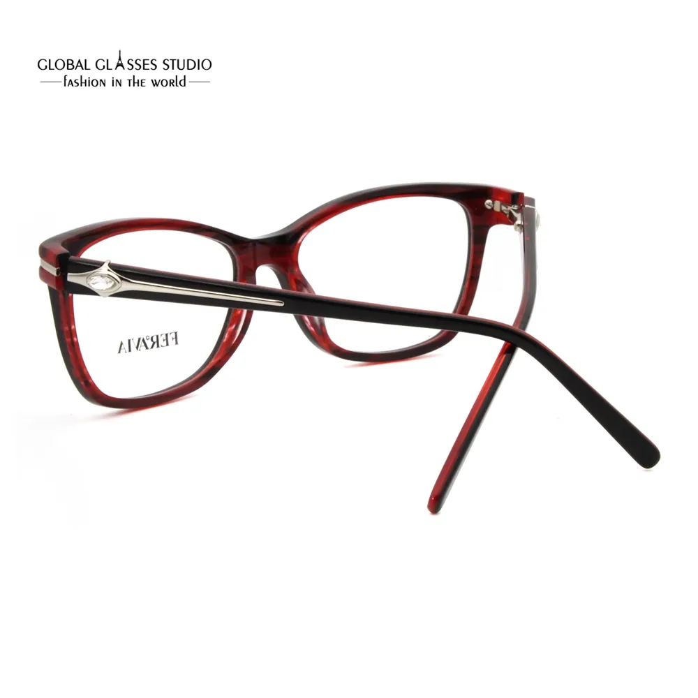 卸売ファッションフレンチデザインカラフルなアセテートメガネフレーム眼鏡ワインブルーブラッククルメンアイウェアFVG7093