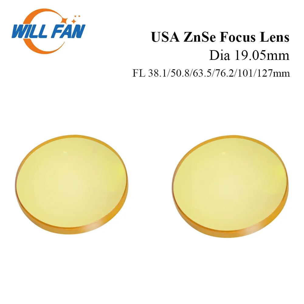 Will Fan USA ZNSE Laser Lens Dia19.05mm FL 38.1mm 50.8mm 63.5mm 76.2mm 101mm för CO2 -lasergravmaskin