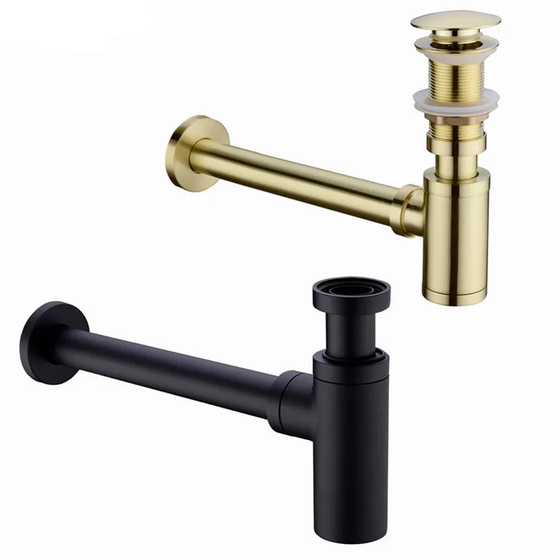 Rubinetto per lavabo da bagno, kit di scarico per bottiglia, trappola per rifiuti, scarico pop, deodorizzazione, spazzolato, oro nero, bronzo, cromo279B