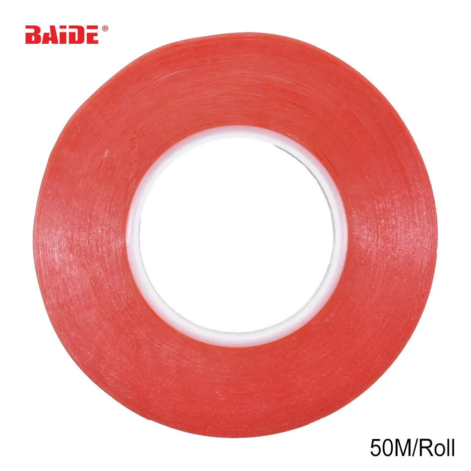 1mm-5mm * 50m rouge haute résistance Gel acrylique adhésif Double face ruban/ruban adhésif autocollant pour écran LCD de téléphone