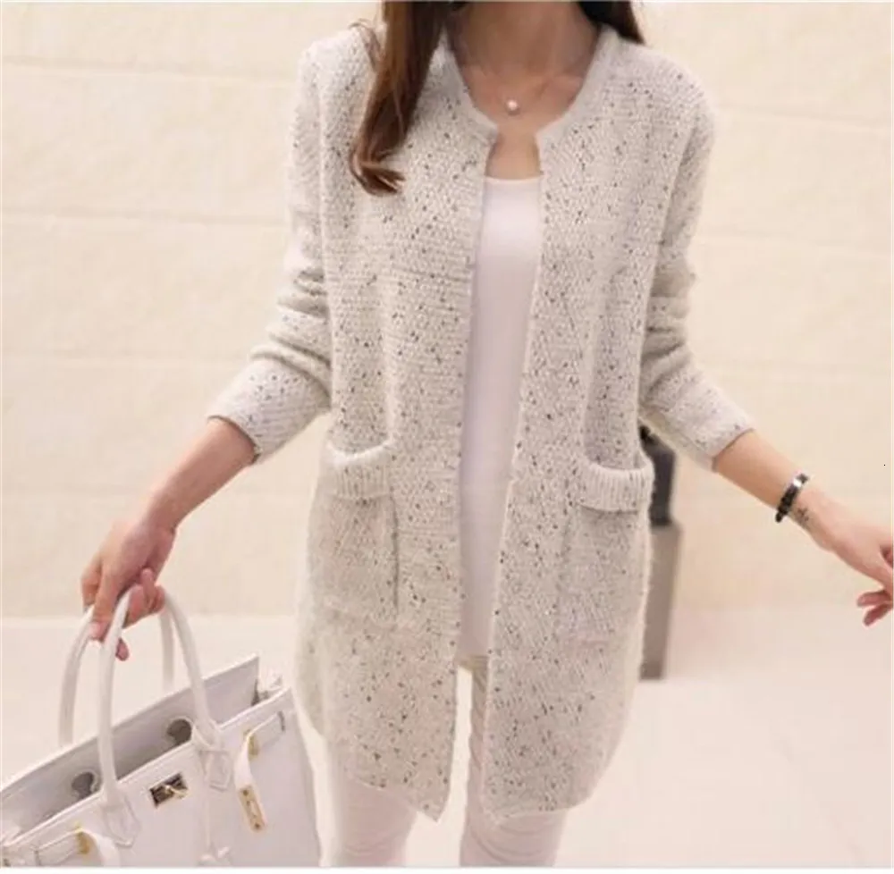 Hot Women Spring Autumn Long Cardigan Sweater Coat Kvinna 2019 Mode Långärmad Virkade Tjej Strikkad Jacka Tops SH190914