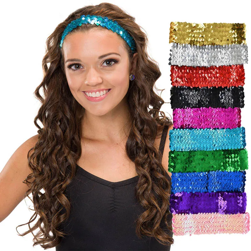 Stretch Elastic Sequin Headband Metallic Dance 20s 80s  display picture 3