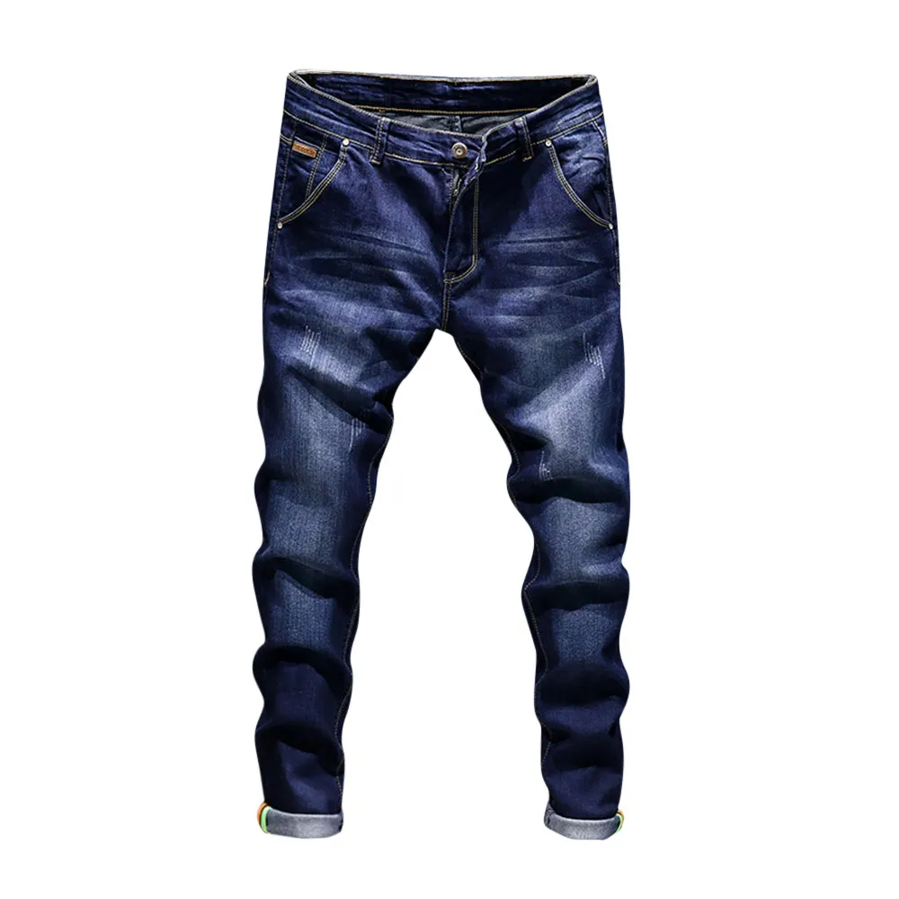 Moda erkek Rahat Sonbahar Denim Pamuk Vintage Yıkama Hip Hop Çalışma Pantolon Kot Pantolon Moda Hombre 2019 Mens Jeans Marka 5