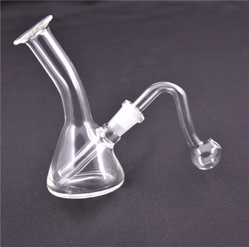 1pcs Mini Pocket Glass Bongs Recycler Oil Rigs Glass water Pipes Smoking Pipe mini oil burner thick glass bubbler