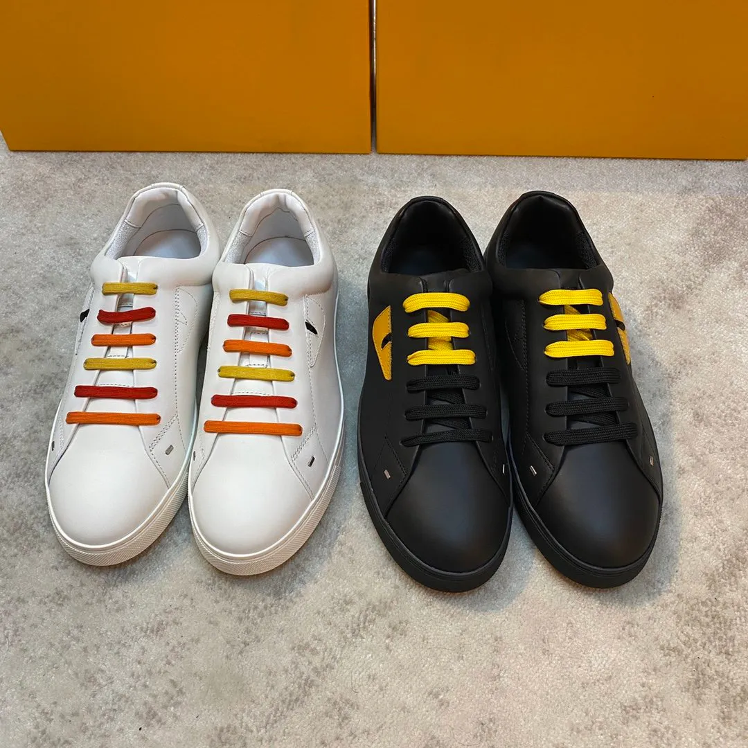 DHL Free Shipping 20SS New Arrival Hot Sale Mens Designer Bag Bugs Sneakers Black and Yellow Leather Low Tops Shoe Designer Shoes men