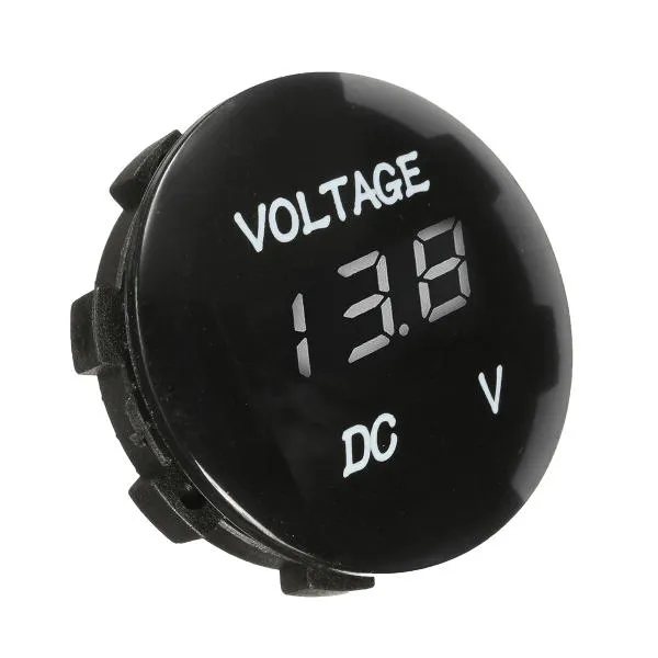 Misuratore di volt con display digitale a LED per moto 12V Mini misuratore da pannello rotondo impermeabile per yacht per auto - verde