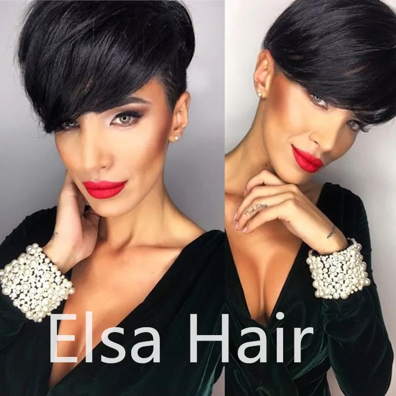 High quality wigs for black women lace front human hair wig african american Short Pixie Glueless Brazilian Machine made Wig