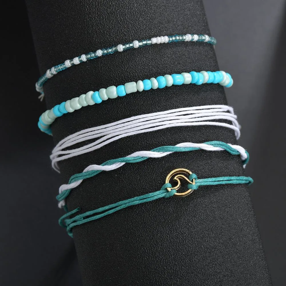 New Multilayer wave spindrift anklet chain wrap women foot chains anklets fashion jewelry will and sandy gift