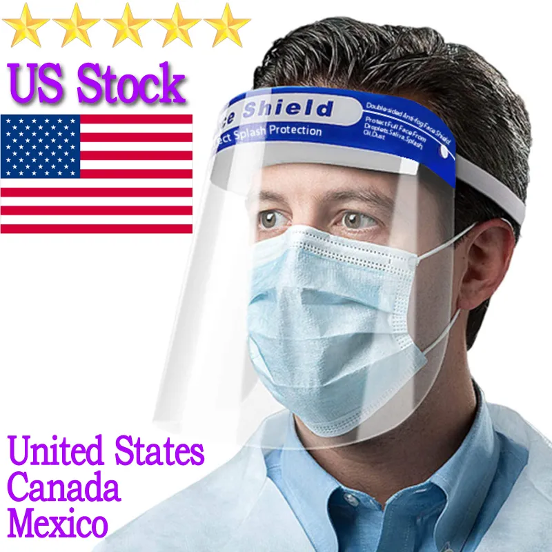 10st / Lot Protective Face Shield Clear Mask Anti-dimma Säkerhet Fullständigt ansiktsisolering Genomskinligt Visor Skydd Förhindra stänk droppar