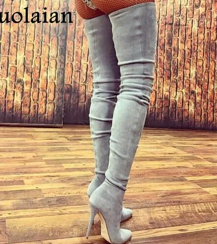 Womens thigh high suede boots shop