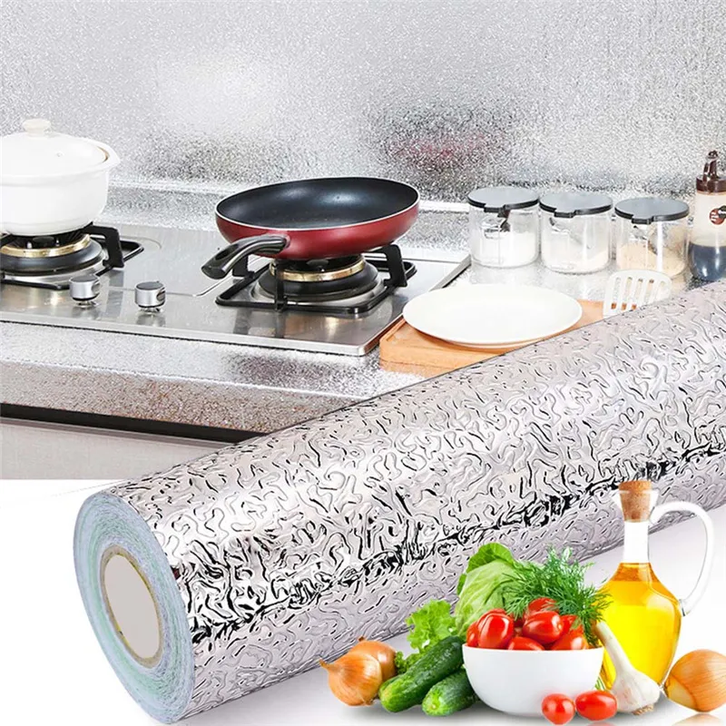 Kitchen Oil Proof Sticker Wall Stove Anum Foil Oil-proof Stickers High-temperature Resistant Self-adhesive Wall Sticker 40*500cm