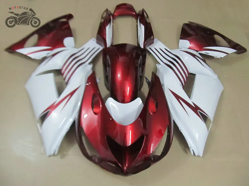 Kawasaki Ninja ZX-14 2006 2007 Için Çin Periyodu Seti 2007 2007 2007 2007 2007 08 ZX-14R Kırmızı Beyaz Motosiklet ABS Plastik Plastik Parçalar