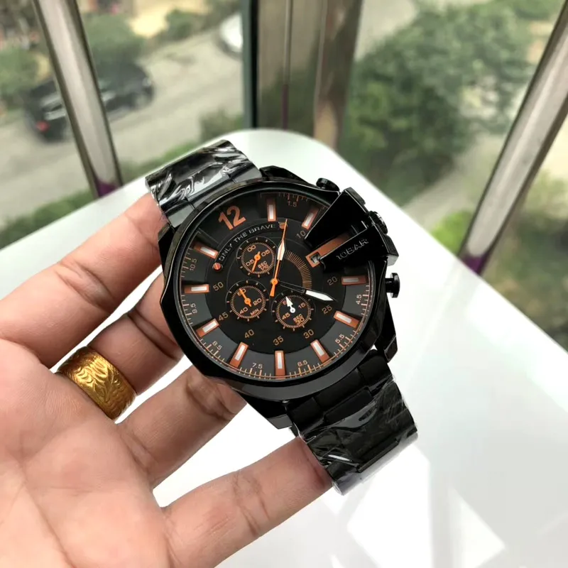 Top mens moda di lusso orologi dz4282 nero multi fuso orario orologio al quarzo tutti dial lavoro 10bar orologio da polso impermeabile prezzo di alta