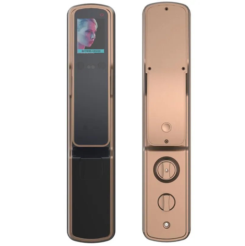 FX80 Anti-theft Smart Door Lock Face Recognition Fingerprint Automatic Password champagne gold