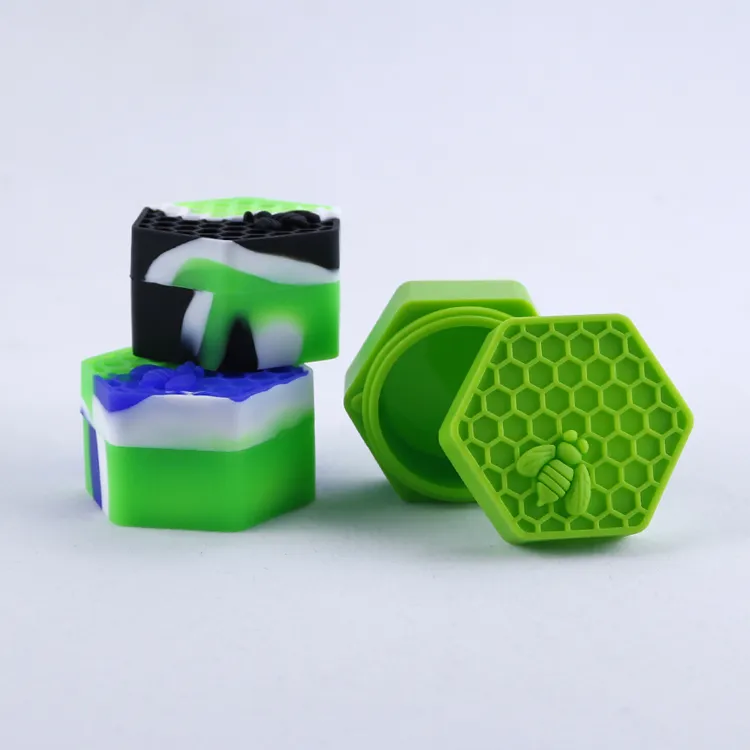 Nonstick Honeybee Wax Containers 26 ml Hexagon Bee Silicone Container Food Grad Burs burkar Dab Tool Storage Jar Oil Holder Vaporizer 