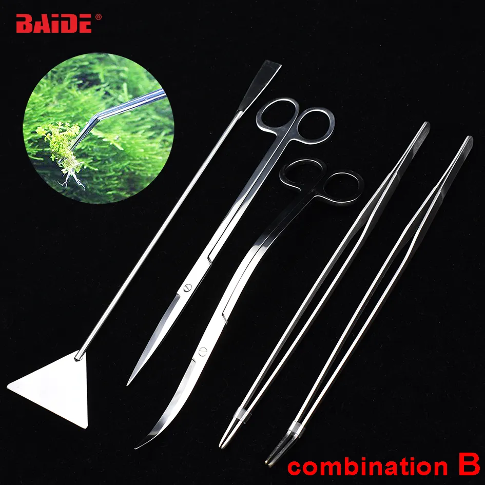 5 In 1 Aquarium Tools Set Stainless Steel Curved Scissors 27cm Tweezers For  Big Fish Tank Aquatic Plant Cleaning Tool From 496,29 €