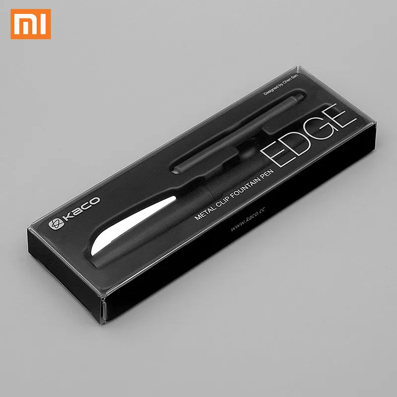 Kaco Extra Fine Nib Fountain Pen 0.38mm Black Plastic Barrel Metal Holder Pens with 2pcs Ink Cartridge Gift Box Office