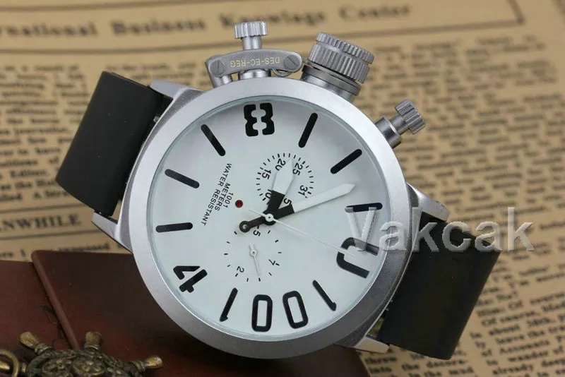 Silvery Case Luxe Herenhorloge Sport 50mm Grote Boot Zilver Rubber Klassiek Automatisch uurwerk Mechanisch U designer horloges horloges