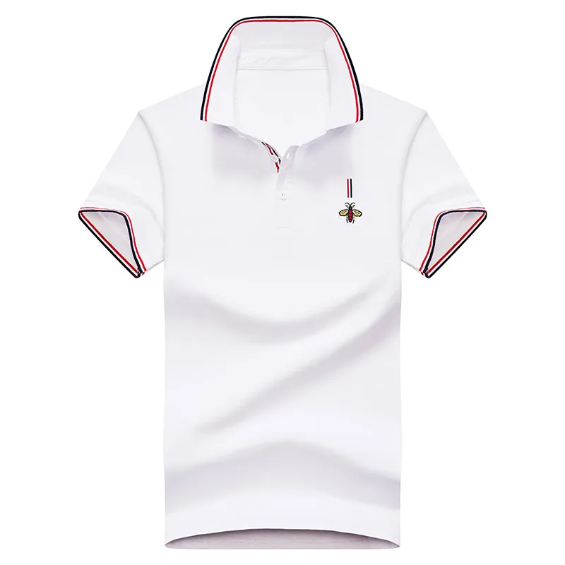 Cotton Polos Shirt Men Solid Slim Fit Short Sleeve Patchwork Fashion Streetwear Male Polo