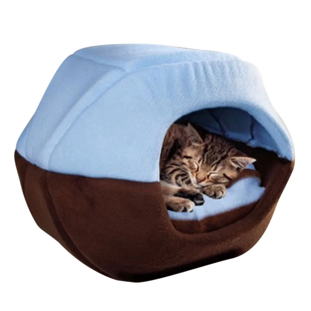 Winter Cat Dog Bed House Foldbar Mjukt Varm Valp Cave Sovande Mat Pad Nest Kennel Pet Supplies LBShipping