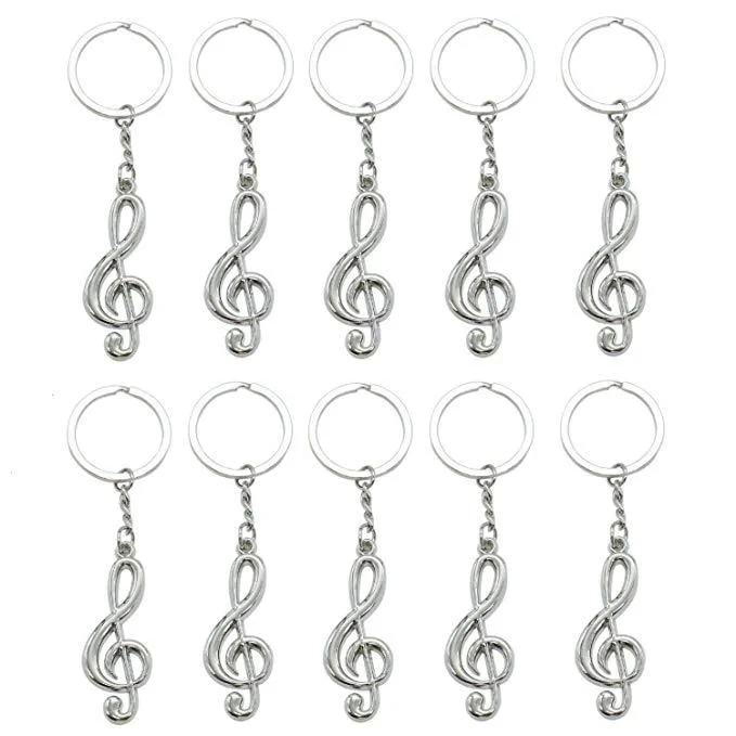 Musical Note Key Chain Metal Music Symbol G Clef Overture Key Rings
