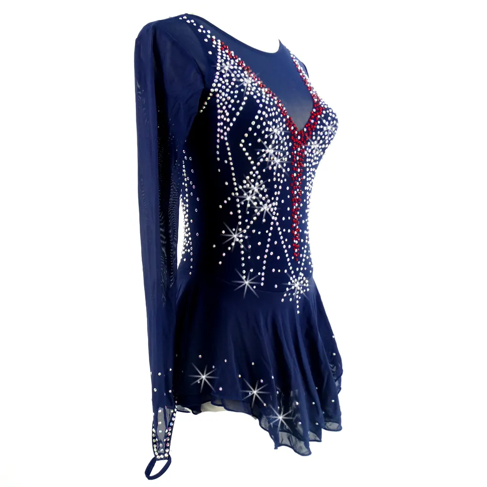 dark blue ice skating dress Figure skating dress ice skating dress ice dance – Gymcostumes main image 1