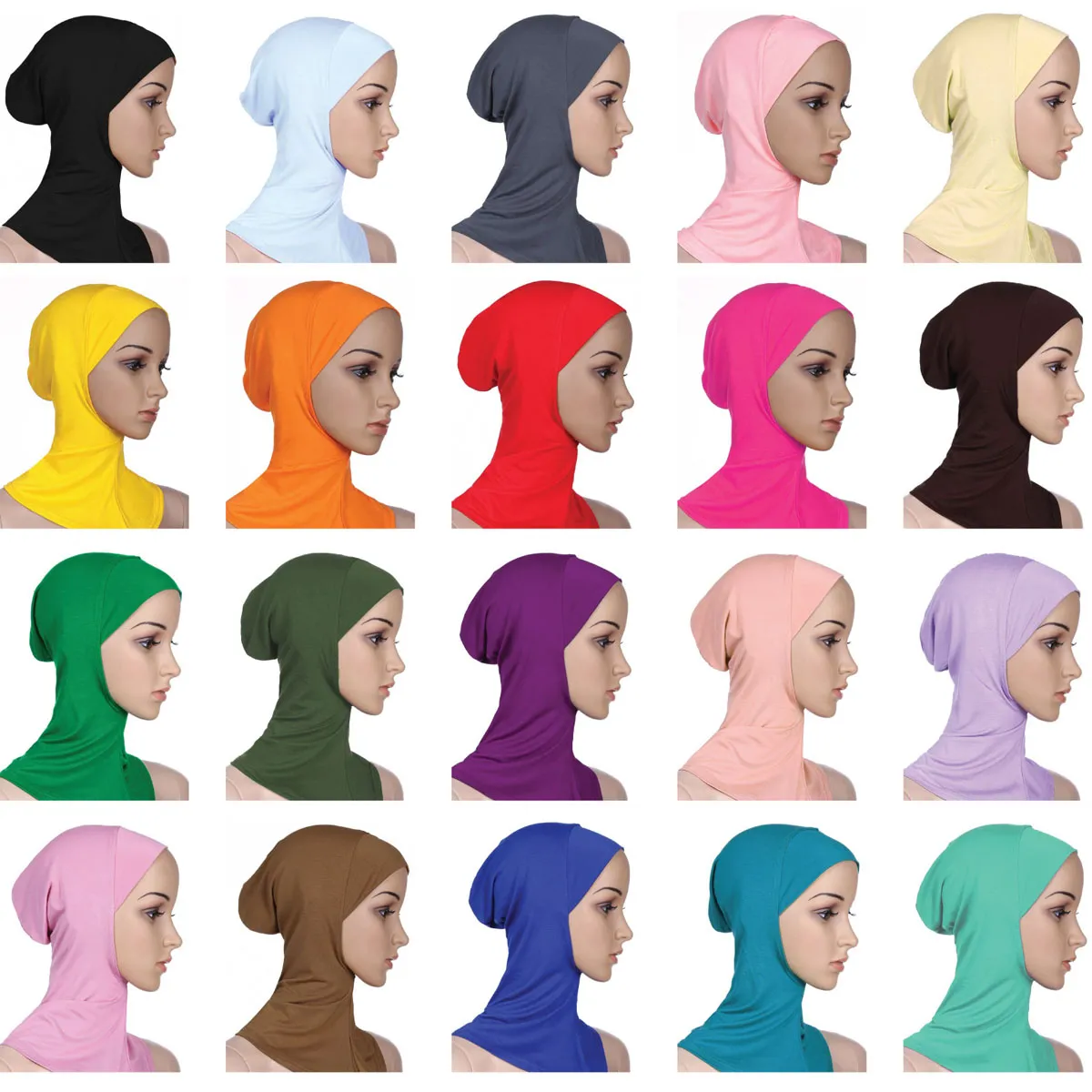 Mode vrouwen dame vol over moslim innerlijke hijab caps islamitische polyester en modale underscarf hoeden Arabische kop dekking