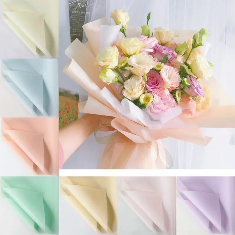 花屋ラッピングペーパー20pcs/lot 60x60cm結婚式バレンタインフラワーブーケ防水ギフトラップ用品