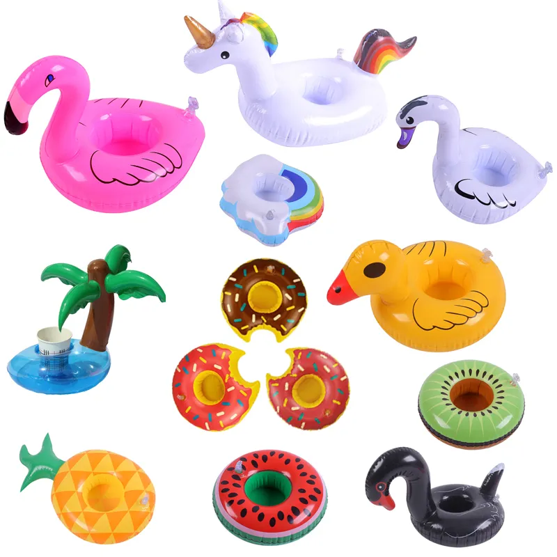 Uppbl￥sbar dryckh￥llare Pool Floats Cup Holders Flamingo Unicorn Coasters for Children Swimming Toys Party Supplies