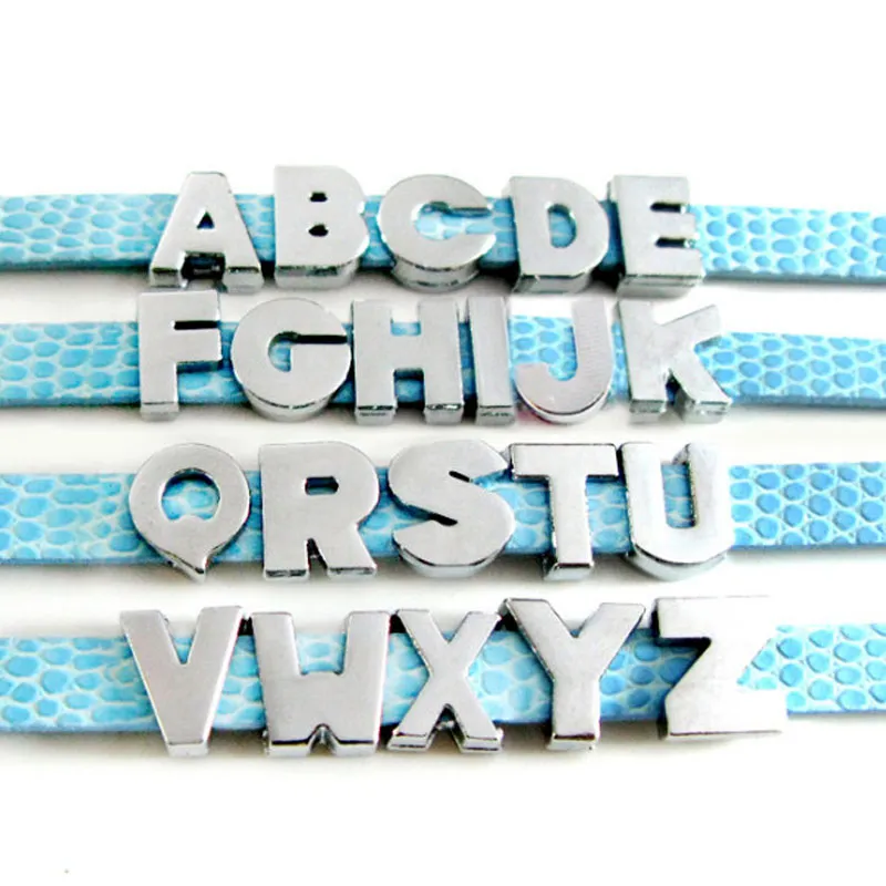 20PCS 8MM No Rhinestone Slide Letters Plain letter charms U-Z Fit DIY Wristbnad / Bracelet LSSL09