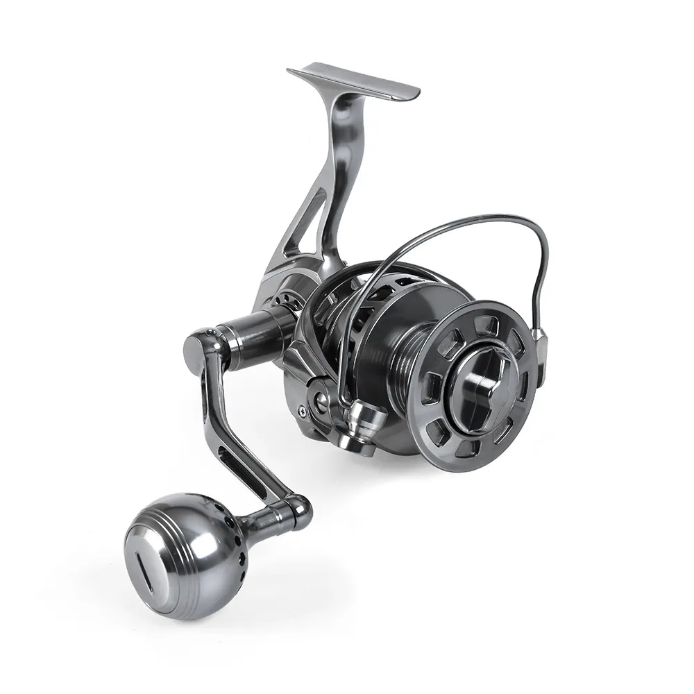 WK5000 Alla aluminiumlegeringar CNC Spinning Reel Carbal Bromsbelägg Fiskekraft 30kg Deep Sea Fishing Wheel Speed ​​Ratio: 5,5: 1