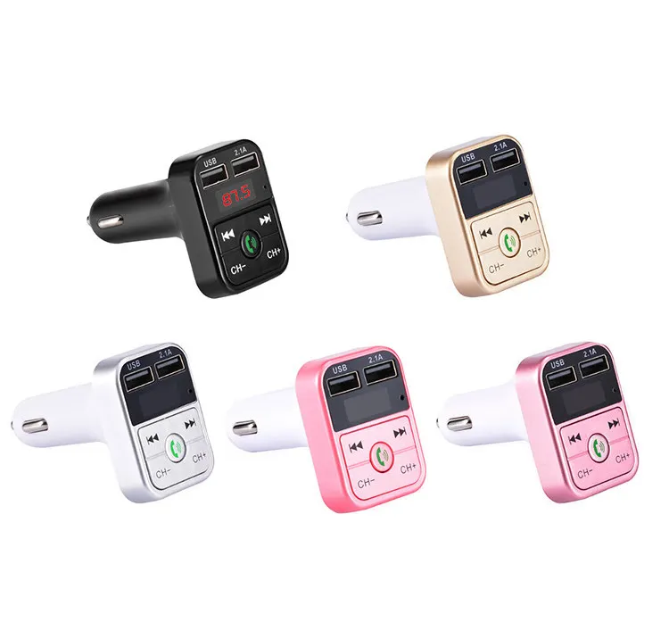 2019 New B2 USB Charger Car FM Transmitter Wireless Radio Adapter Dual USB Charger Bluetooth Mp3 Player Support Handsfree Call