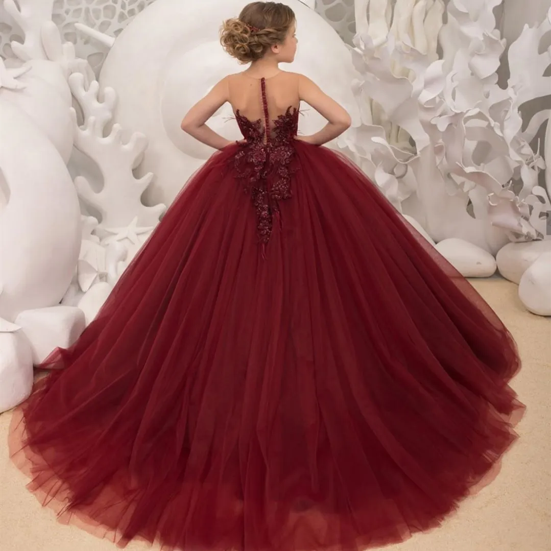 burgundy dress for a wedding Berylove Women Burgundy Wedding Guest Dress A Line Spaghetti Straps Maxi Bridesmaid Dress with Slit, Burgundy / US16 main image 0