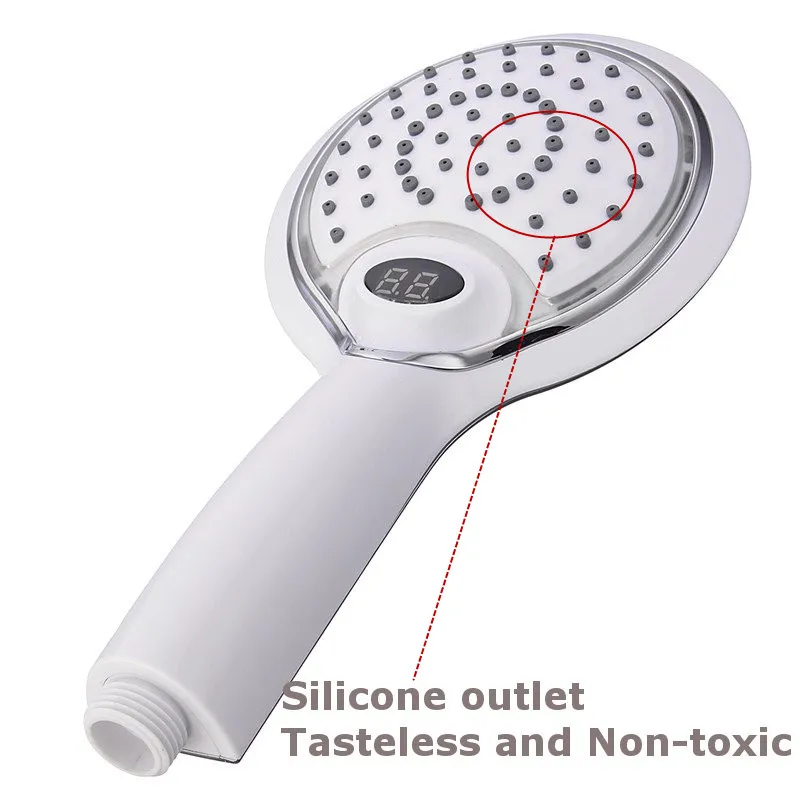 3 färger förändring LED -temperatur digital display handhållen badrum duschhuvud Vattentemperaturledd duschhuvud