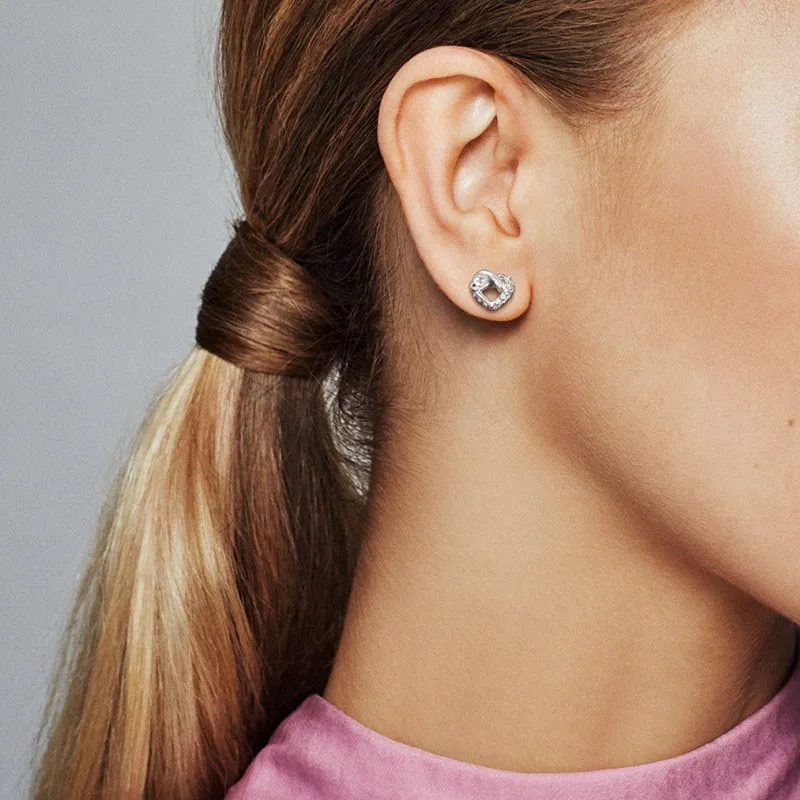 Orecchini A Perno In Argento 925 Con Cuore E Zirconi – Ipoallergenici – Regalo Per Ragazze E Donne