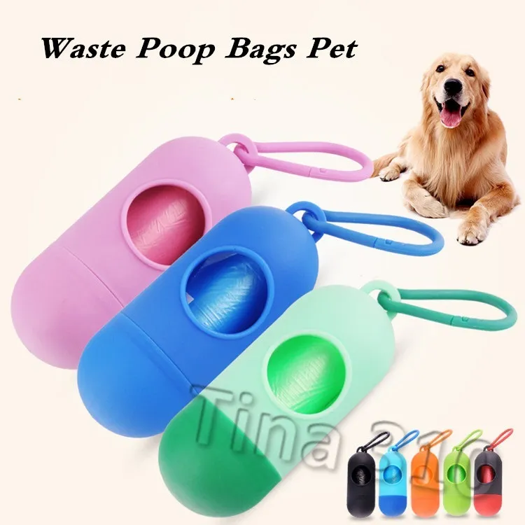 Hot Dog Plastic Bags Portable Pet Dog Dispenser Garbage Case Poop Bags