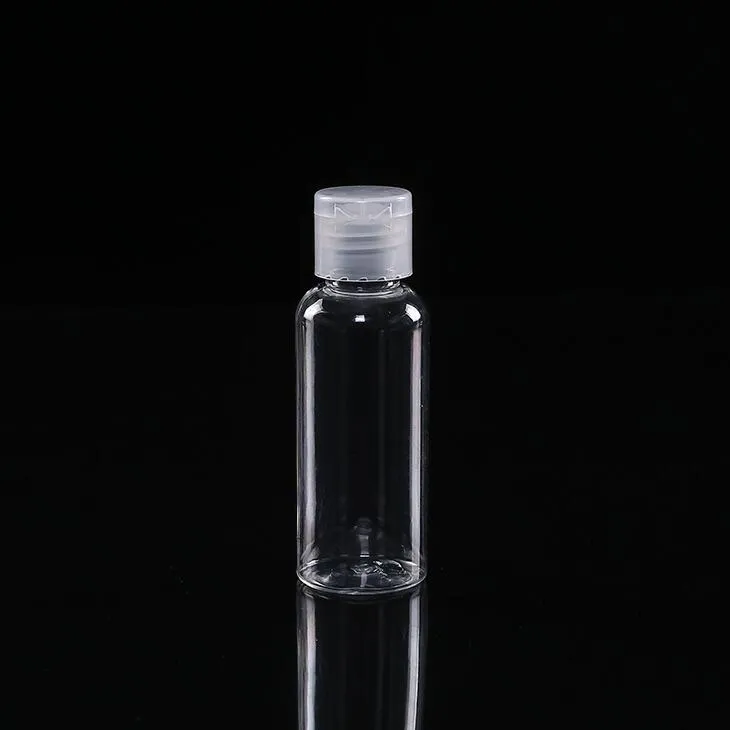 Bouteille en plastique PET de 60 ml avec bouchon à rabat bouteille de forme ronde transparente pour démaquillant gel désinfectant pour les mains jetable LX1840