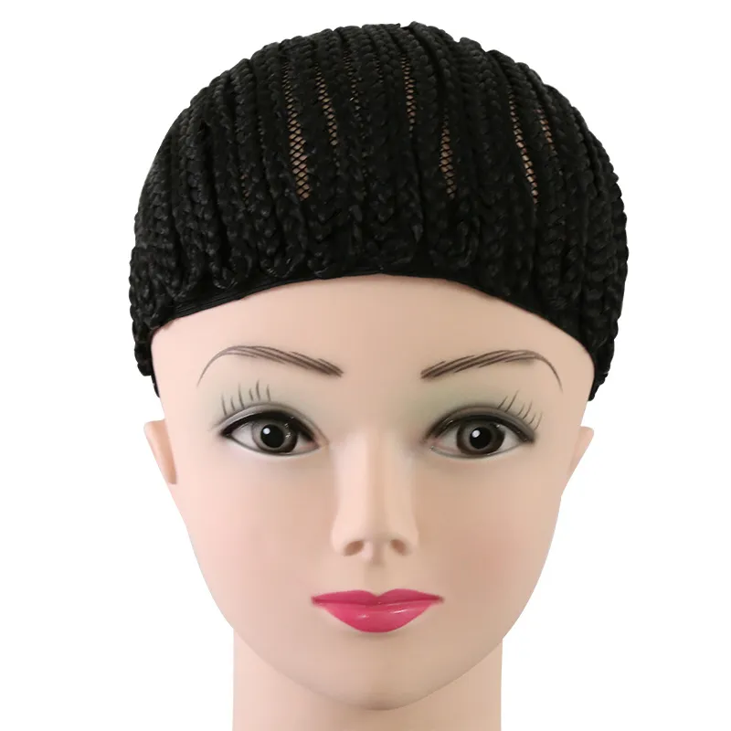 Gorros de peluca con trenzas africanas para hacer pelucas, gorro trenzado para tejer croché, peluca con trenzado de Color negro, gorro ajustable con trenzas de croché