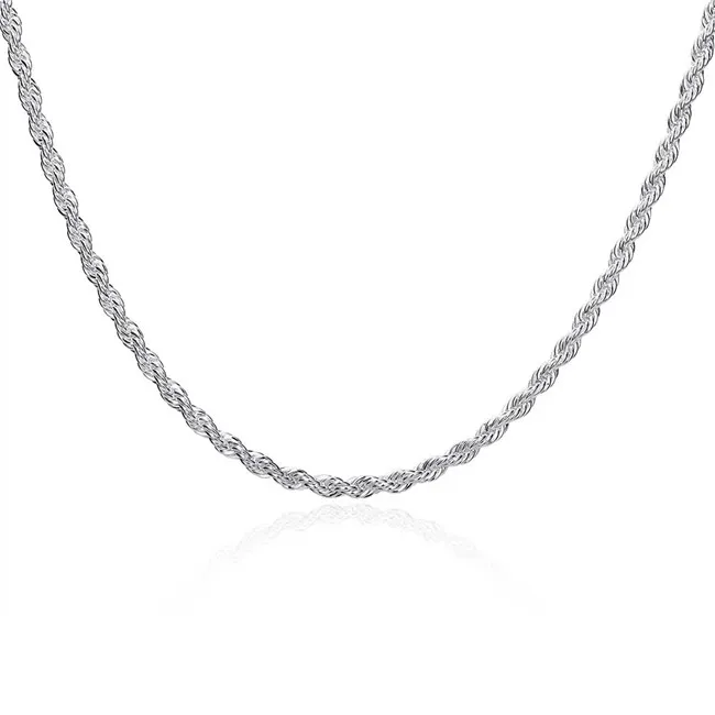 Top Collana in argento sterling placcato 4MM uomo Catene a corda intrecciata 16 18 20 22 24 pollici DHSN067 Hot 925 piatto d'argento Collane gioielli Catene