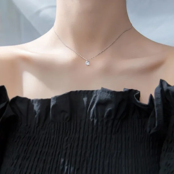 Inzatt ol söt geometrisk rund choker hänge halsband för kvinnor engagemang steg guld färg 925 sterling silver smycken gåva