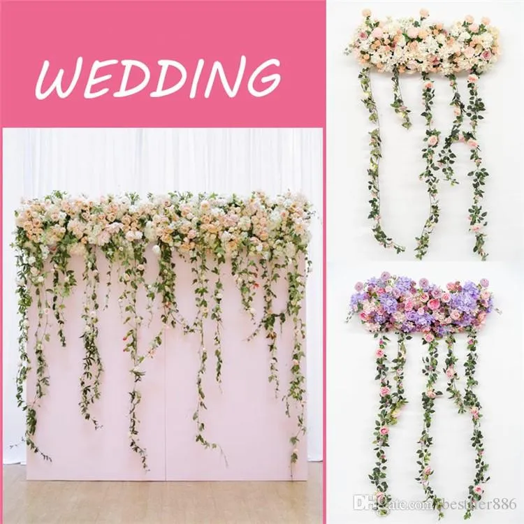 2M 2 tipo de linha flor artificial com janela estúdio parede Wisteria DIY decoração do casamento arco chumbo T-road flor fundo adereços AF010 linha