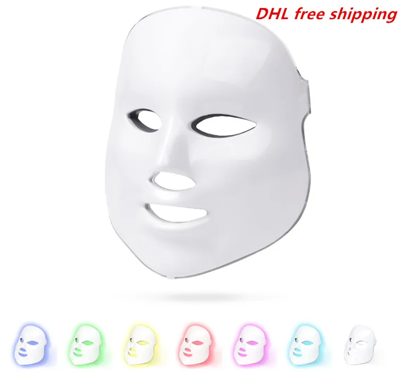 7 kleuren elektrisch gezicht led masker foton therapie verjonging anti acne rimpel draaiende huid microcurrent schoonheidssalon tool