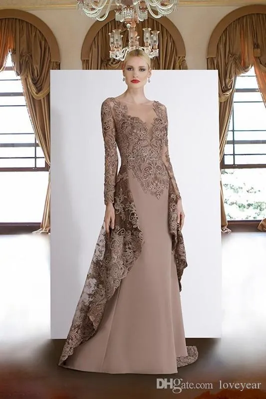 DINGZAN Vintage Lace Long Sleeve Fit & Flare Dress - Mother Of The Bride, Evening Gown, Special Occasion - View #6